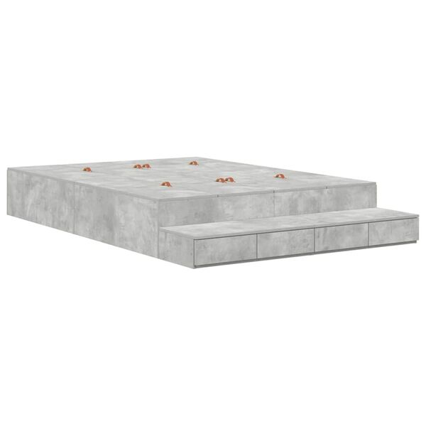vidaXL Cadre de lit avec rangement Gris b&eacute;ton 150 cm Bois d'ing&eacute;nierie