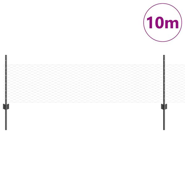 vidaXL Cl&ocirc;ture avec poteau Gris 0,5 x 10 m Acier et PVC