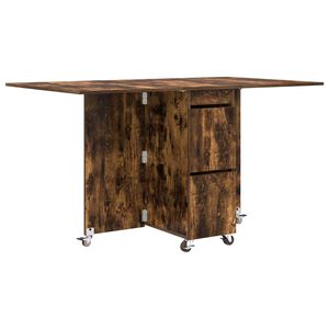 vidaXL Table &agrave; d&icirc;ner 140 x 80 x 77 cm Bois d'ing&eacute;nierie Ch&ecirc;ne fum&eacute;