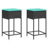 vidaXL Tabourets de bar de jardin avec coussins lot de 2 noir r&eacute;sine tress&eacute;e