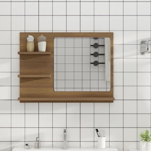 vidaXL Miroir de bain Ch&ecirc;ne marron 60x10,5x45 cm Bois d'ing&eacute;nierie