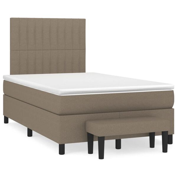 vidaXL Sommier &agrave; lattes de lit avec matelas taupe 120x190 cm tissu