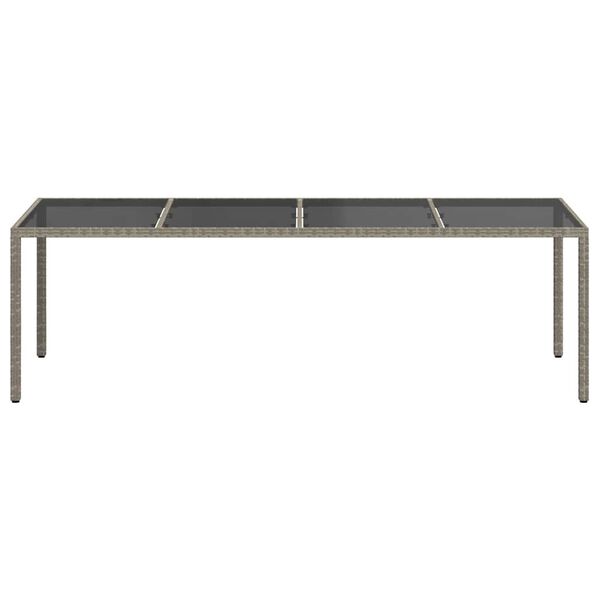 vidaXL Table de jardin gris 250x100x75 cm Verre trempé et poly rotin