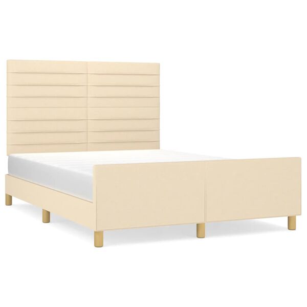 vidaXL Cadre de lit sans matelas cr&egrave;me 140x200 cm tissu