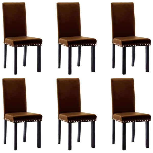 vidaXL Chaises &agrave; manger lot de 6 marron similicuir