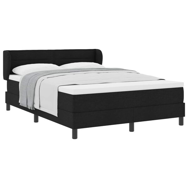 vidaXL Lit &agrave; ressorts avec matelas Noir 140 x 200 cm tissu