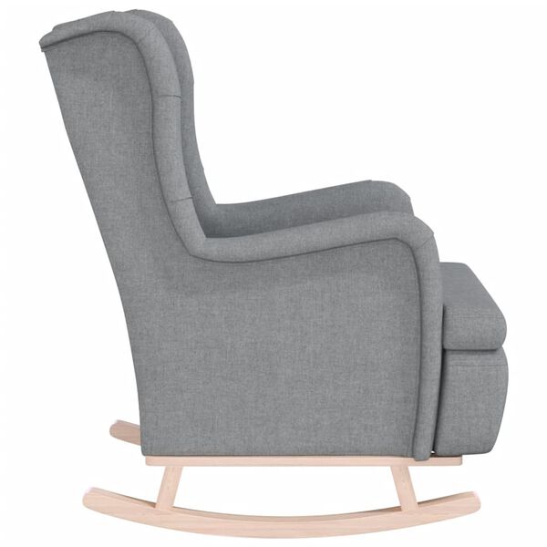 vidaXL Fauteuil avec pieds &agrave; bascule en bois d'h&eacute;v&eacute;a Gris clair Tissu