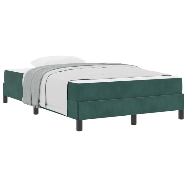vidaXL Lit &agrave; ressorts avec matelas Vert fonc&eacute; 120 x 220 cm tissu