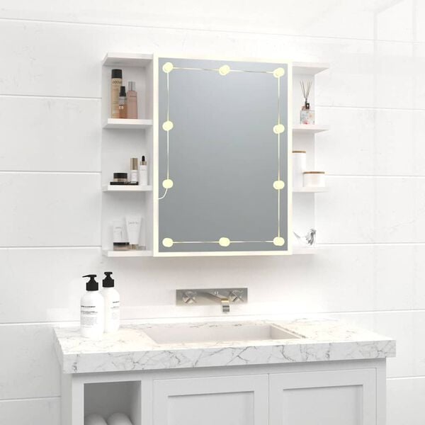 vidaXL Armoire &agrave; miroir avec LED Blanc 70x16,5x60 cm