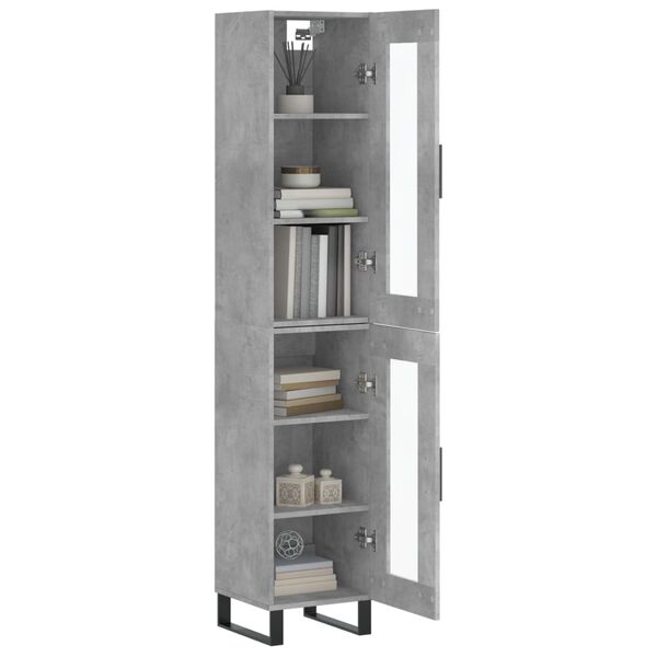 vidaXL Buffet haut Gris b&eacute;ton 34,5x34x180 cm Bois d'ing&eacute;nierie