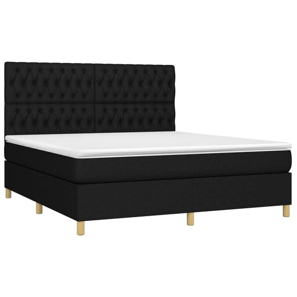 vidaXL Sommier &agrave; lattes de lit avec matelas Noir 180x200 cm Tissu