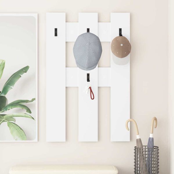 vidaXL Porte-manteau mural Blanc 65 x 3 x 100 cm Bois d'ing&eacute;nierie