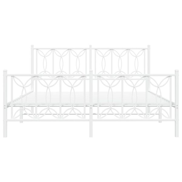 vidaXL Cadre de lit métal sans matelas et pied de lit blanc 160x200 cm