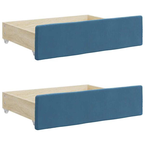 vidaXL Tiroirs de lit 2 pcs bleu bois d'ing&eacute;nierie et tissu