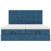 vidaXL Cadre de lit ottoman avec matelas bleu fonc&eacute; 200x200 cm velours