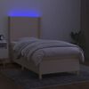 vidaXL Sommier &agrave; lattes de lit matelas et LED Cr&egrave;me 90x190 cm Tissu