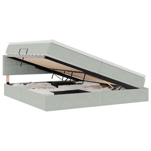 vidaXL Lit de Rangement avec matelas Gris clair 200 x 200 cm Velours