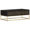 vidaXL Table basse Noir et doré 90x50x35 cm Bois solide de manguier