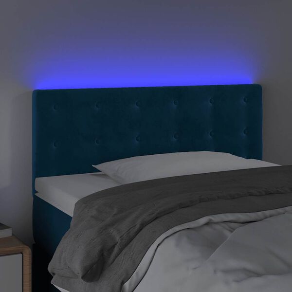 vidaXL T&ecirc;te de lit &agrave; LED Bleu fonc&eacute; 80x5x78/88 cm Velours