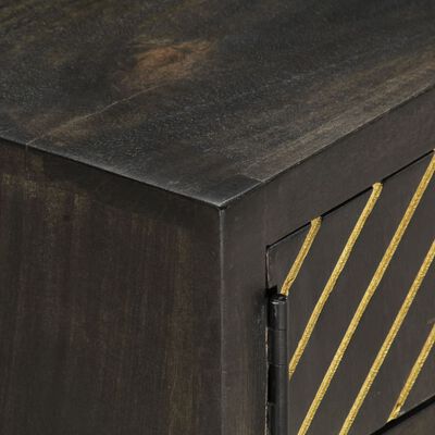 vidaXL Table basse Noir et doré 90x50x35 cm Bois solide de manguier