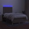 vidaXL Sommier &agrave; lattes de lit matelas et LED taupe 120x190 cm tissu