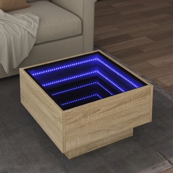 vidaXL Table basse avec LED chêne sonoma 50x50x30 cm bois d'ingénierie