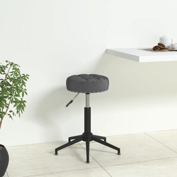 vidaXL Chaise pivotante de bureau Gris fonc&eacute; Velours