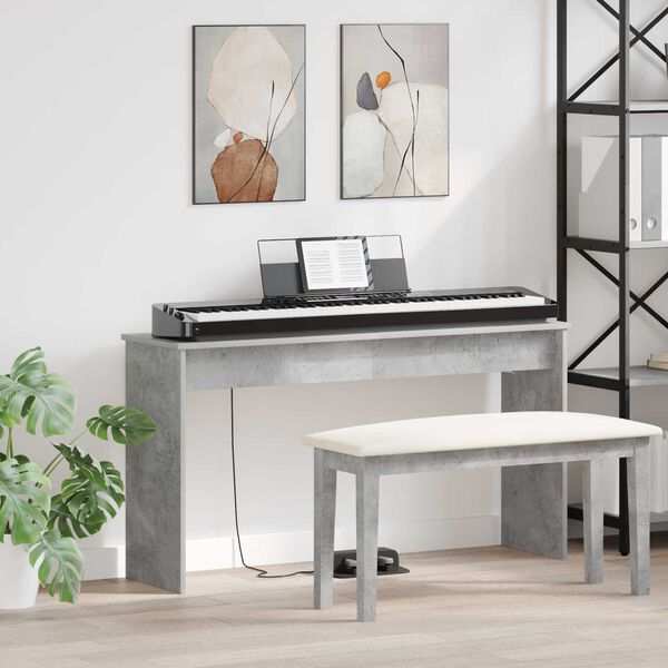 vidaXL Stand de clavier Gris b&eacute;ton 120 x 32 x 64 cm Bois d'ing&eacute;nierie