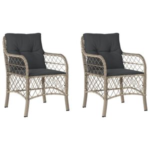 vidaXL Chaises de jardin coussins lot de 2 gris clair r&eacute;sine tress&eacute;e
