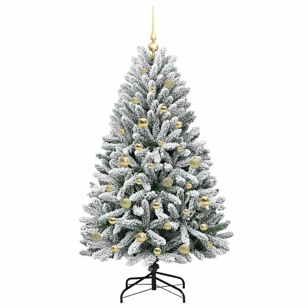 vidaXL Sapin de Noël artificiel Vert et blanc 150 cm PVC et métal