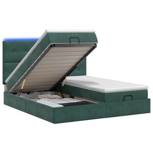 vidaXL Lit coffre avec matelas et LED Vert fonc&eacute; 180 x 200 cm Velours