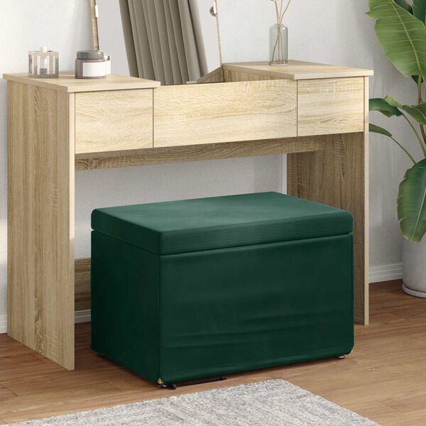 vidaXL Tabouret Vert fonc&eacute; 61 x 41 x 40 cm Velours et Bois Composite