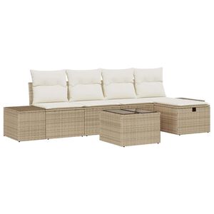 vidaXL Ensemble de canap&eacute; de jardin 6 pc Beige polyrotin