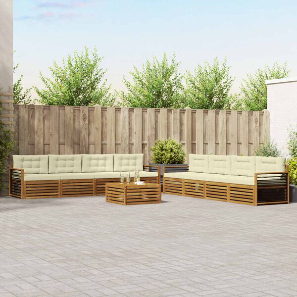 vidaXL Ensemble de canap&eacute;s d'ext&eacute;rieur 9 pcs Naturel et Cr&egrave;me