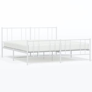 vidaXL Cadre de lit m&eacute;tal sans matelas et pied de lit blanc 180x200 cm