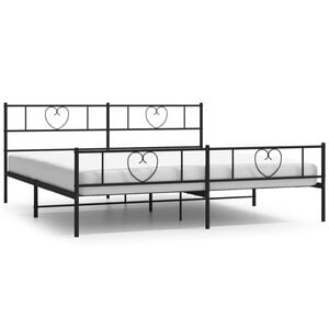 vidaXL Cadre de lit m&eacute;tal sans matelas avec pied de lit noir 180x200cm