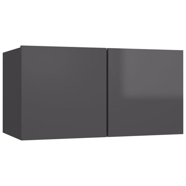 vidaXL Meubles TV 4 pcs Gris brillant 60x30x30 cm Bois d'ing&eacute;nierie