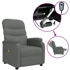 vidaXL Fauteuil &eacute;lectrique de massage Gris fonc&eacute; Tissu