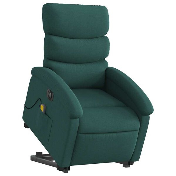 vidaXL Fauteuil inclinable de massage &eacute;lectrique Vert fonc&eacute; Tissu