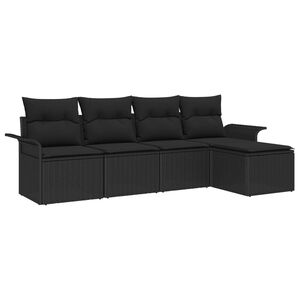 vidaXL Ensemble de canap&eacute; de jardin avec coussin 5 pcs Noir Poly rotin