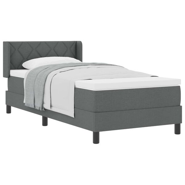 vidaXL Lit &agrave; ressorts avec matelas Gris fonc&eacute; 190 x 90 cm tissu