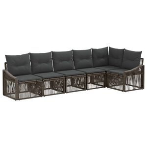 vidaXL Ensemble de canap&eacute; de jardin 6 pc Gris polyrotin