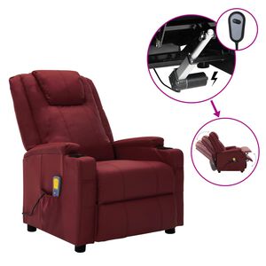 vidaXL Fauteuil de massage &eacute;lectrique rouge bordeaux similicuir