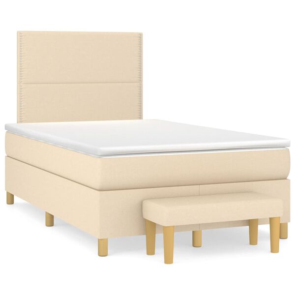 vidaXL Sommier &agrave; lattes de lit avec matelas Cr&egrave;me 120x200 cm Tissu
