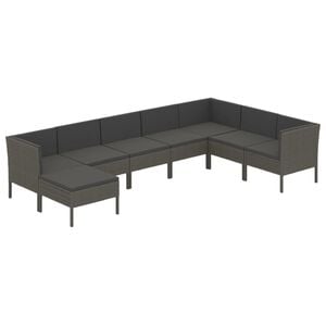 vidaXL Salon de jardin 8 pcs avec coussins r&eacute;sine tress&eacute;e gris