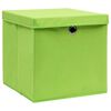 vidaXL Boîtes de rangement avec couvercles 4 pcs Vert 32x32x32cm Tissu