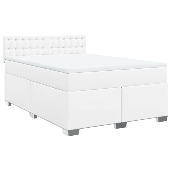 vidaXL Sommier à lattes de lit avec matelas Blanc 160x200cm Similicuir