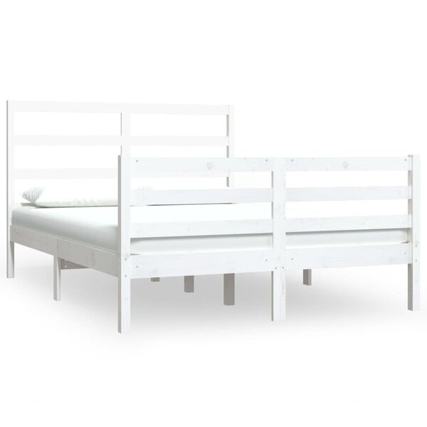 vidaXL Cadre de lit sans matelas blanc bois de pin massif 140x190 cm