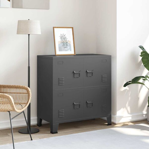 vidaXL Coffre de rangement industriel Anthracite 75x40x80 cm Acier