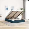 vidaXL Cadre de lit ottoman sans matelas bleu fonc&eacute; 140x200 cm velours